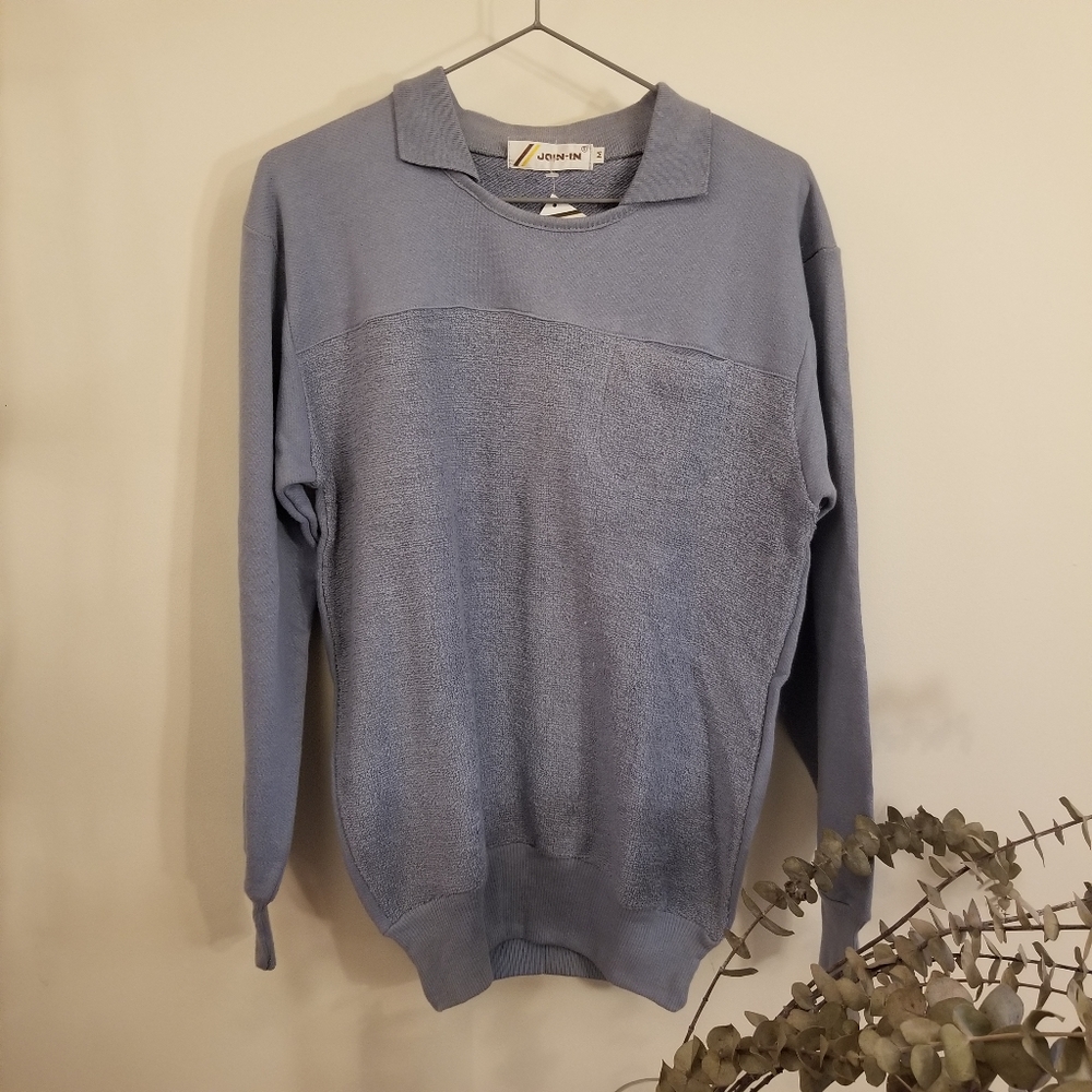 NWT Vintage dusty blue Terry cotton sweatshirt